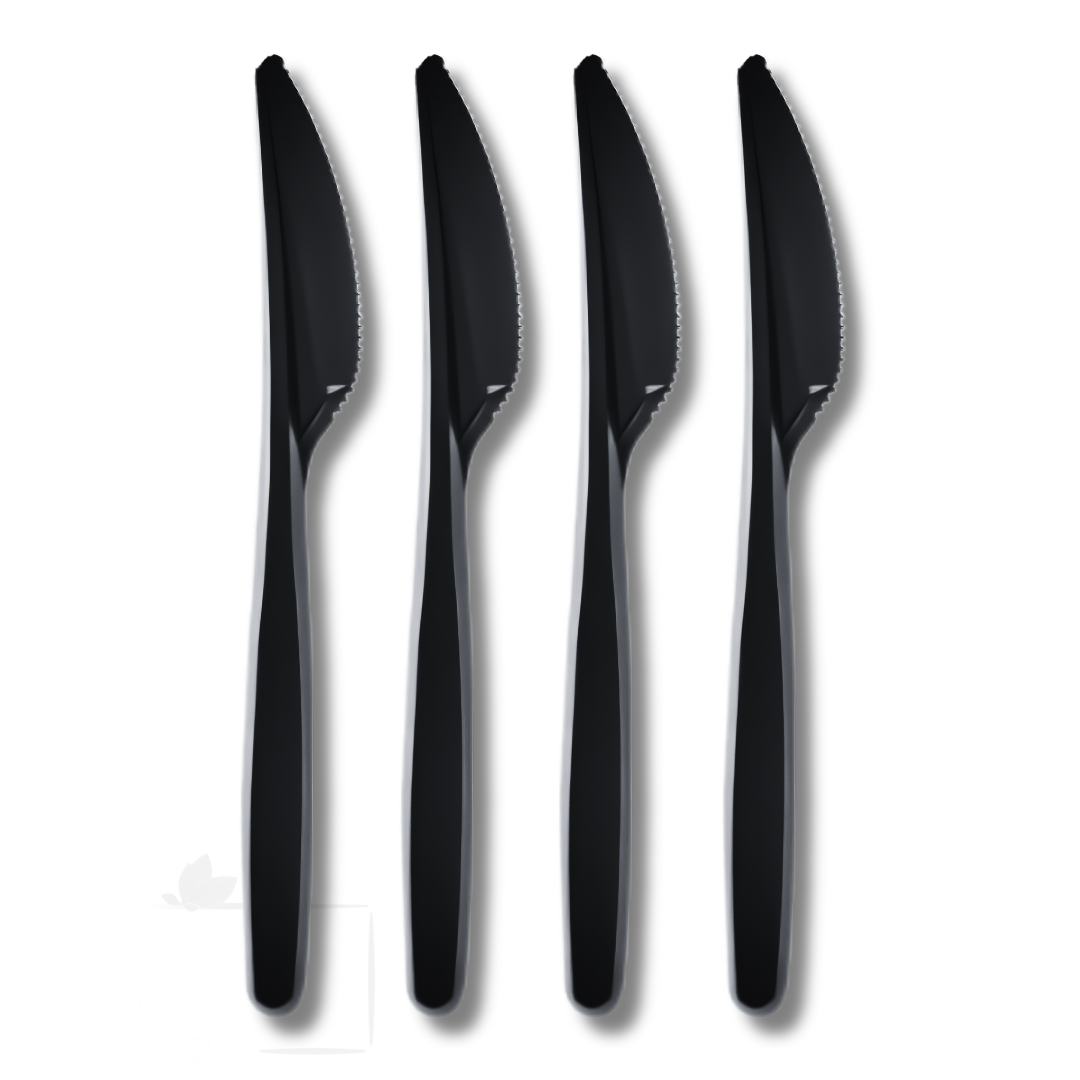 CUCHILLO NEGRO 18 CM PAQUETE 50 UND