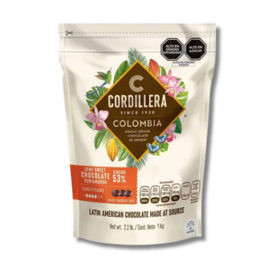DISCOS DE CHOCOLATE 53% SEMIAMARGO CORDILLERA