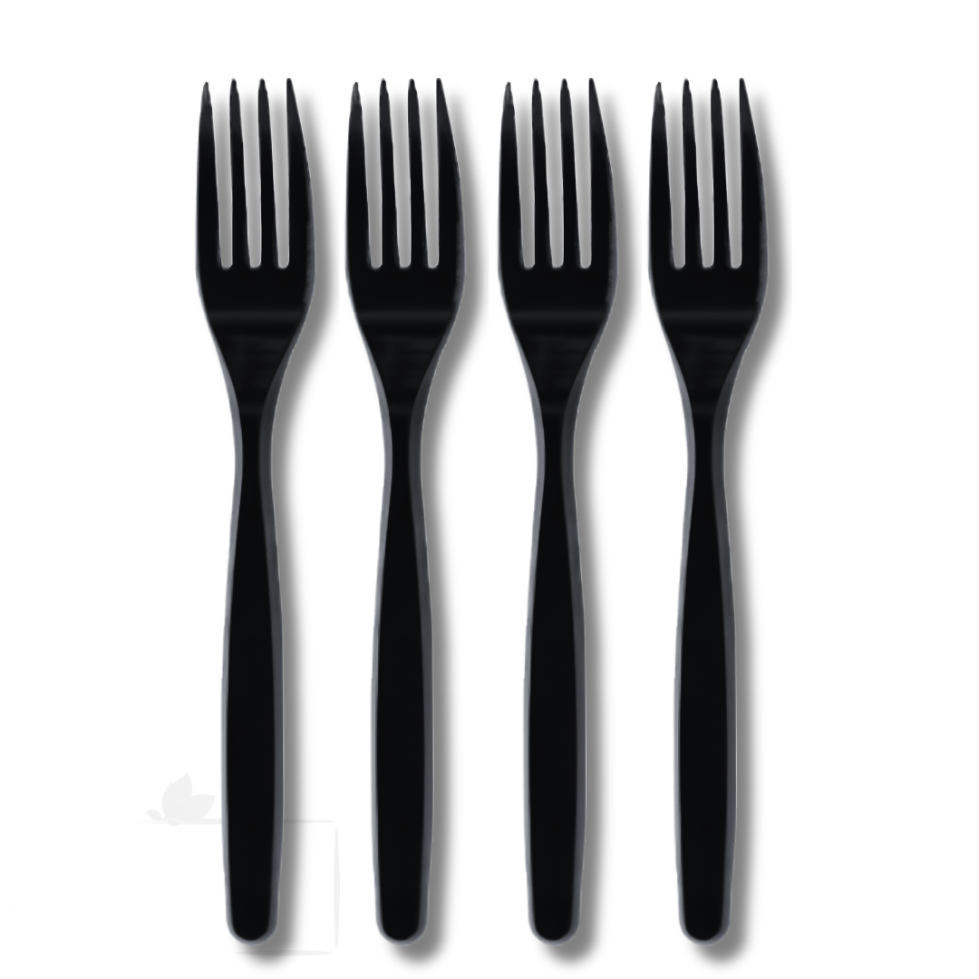 TENEDOR NEGRO 18 CM  PAQUETE 50 UND