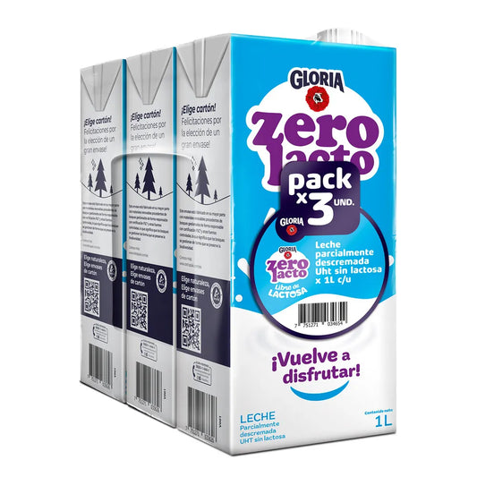 TRIPACK LECHE GLORIA ZERO LACTOSA