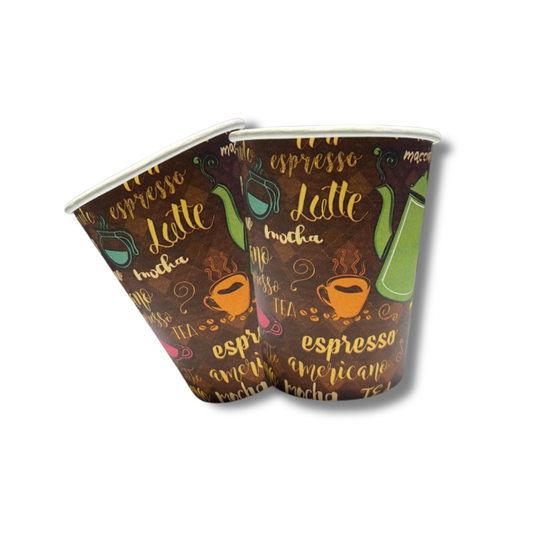 VASO 8 ONZAS PARA CAFE CON DISEÑO PAQ. 50